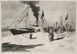 The Wharf at Trouville, by Félix-Hilaire Buhot, 1877