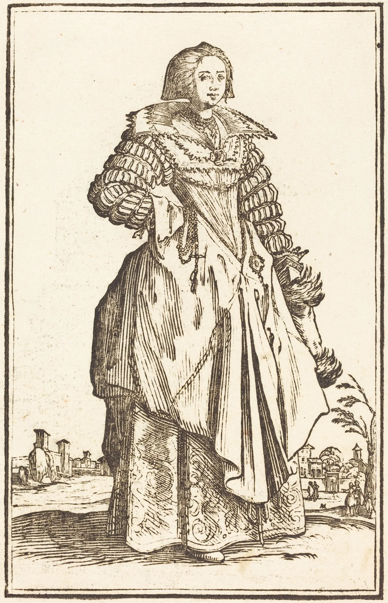 Noble Woman with Large Collar, detail