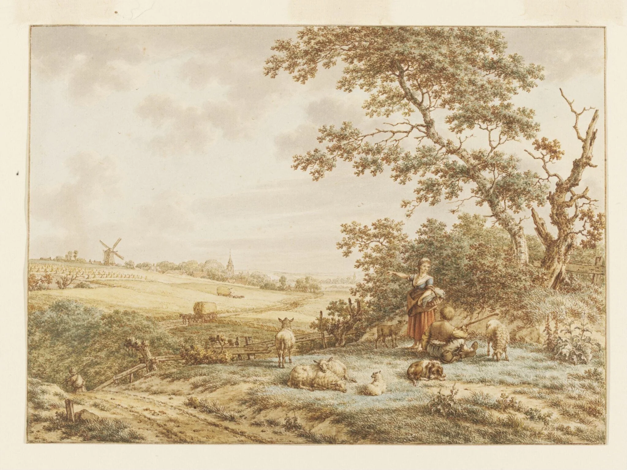 Landscape with Figures and Sheep, detail
