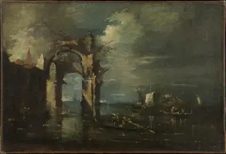 Lagoon Landscape, by Francesco Guardi, unspecified, 1750