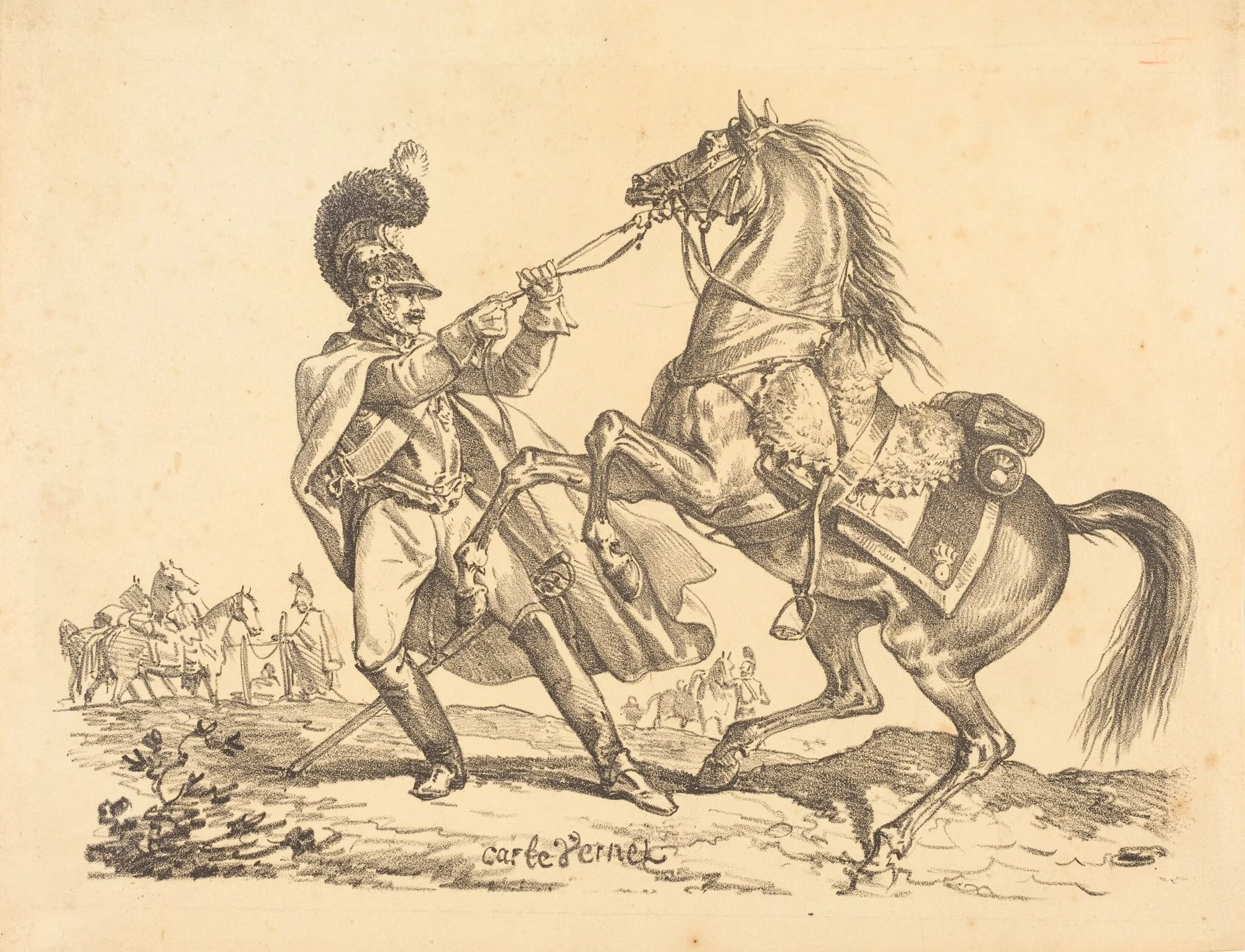 Cuirassier retenant son cheval qui se cabre, detail