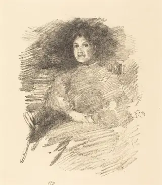 Firelight, by James McNeill Whistler, ink, 1896