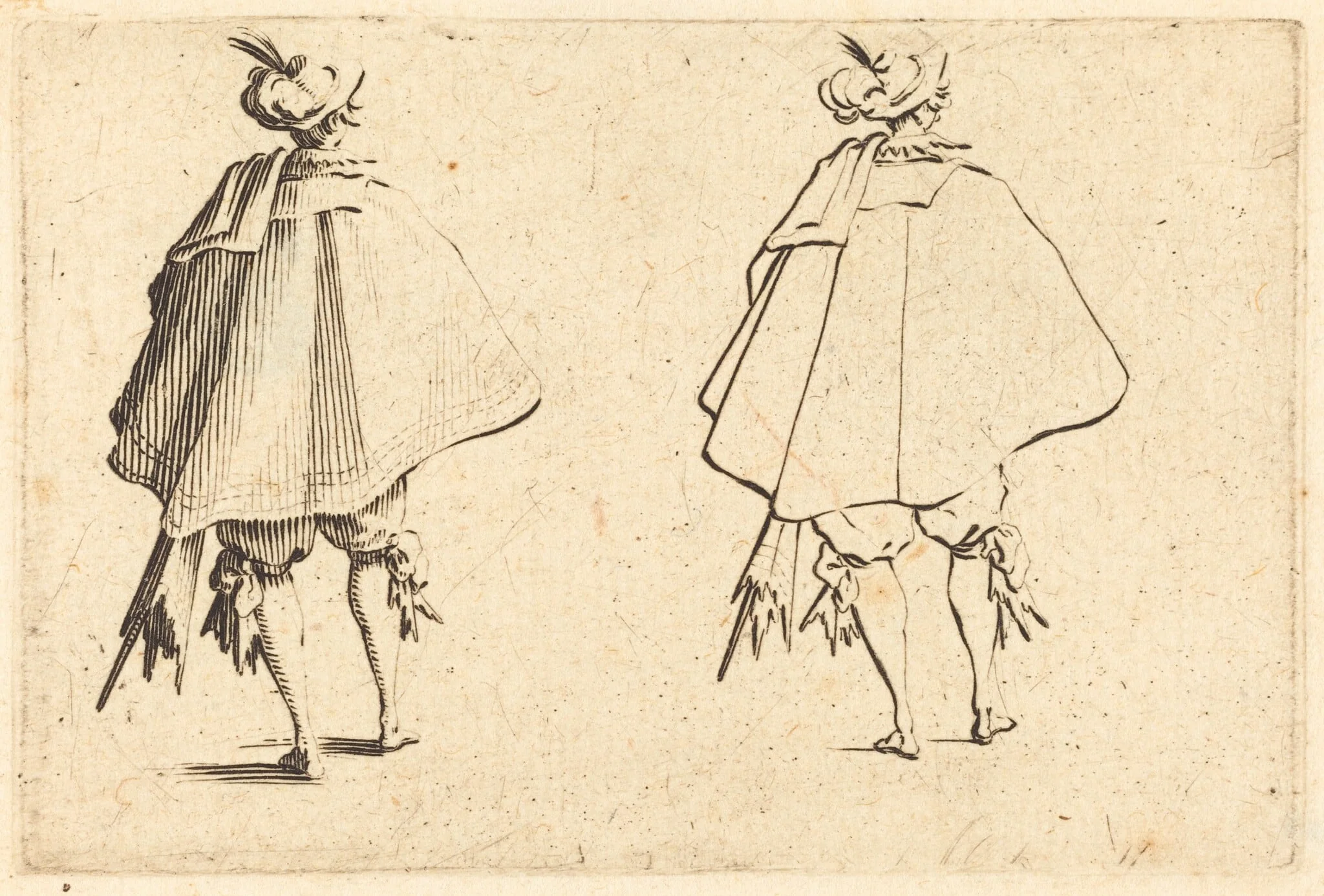 Gentleman in Large Mantle, Seen from Behind, detail