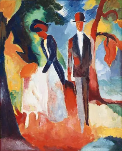 People by the Blue Lake, by August Macke, oil, 1913