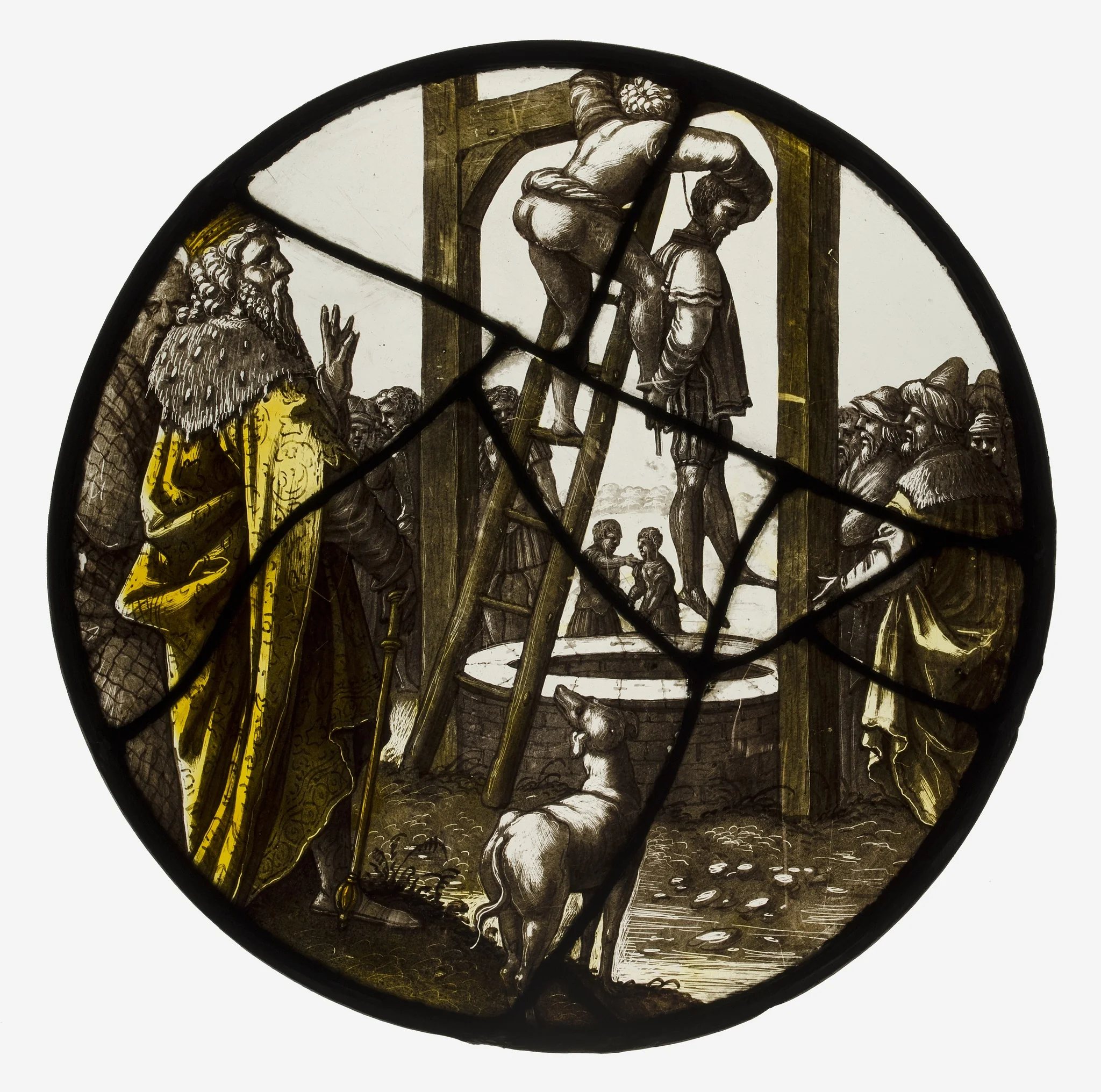 Roundel with the Hanging of Haman, detail