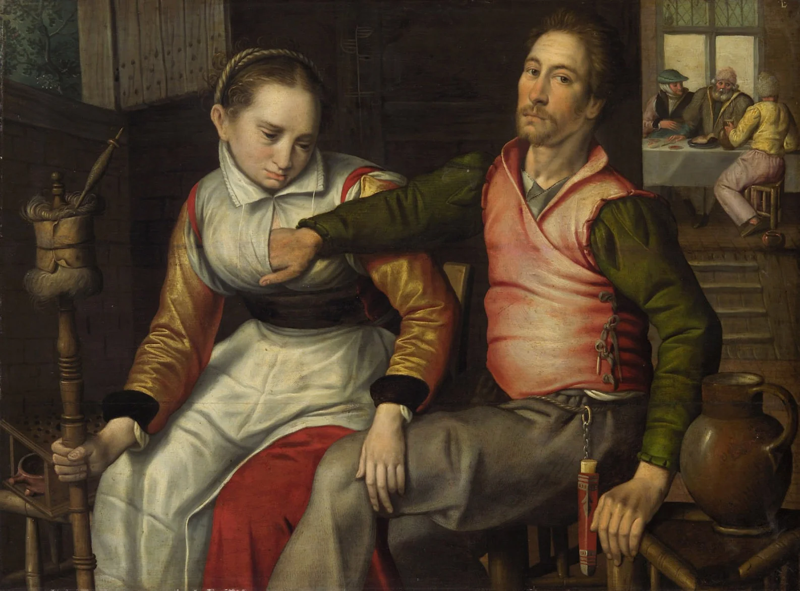 Liebespaar in der Herberge, detail