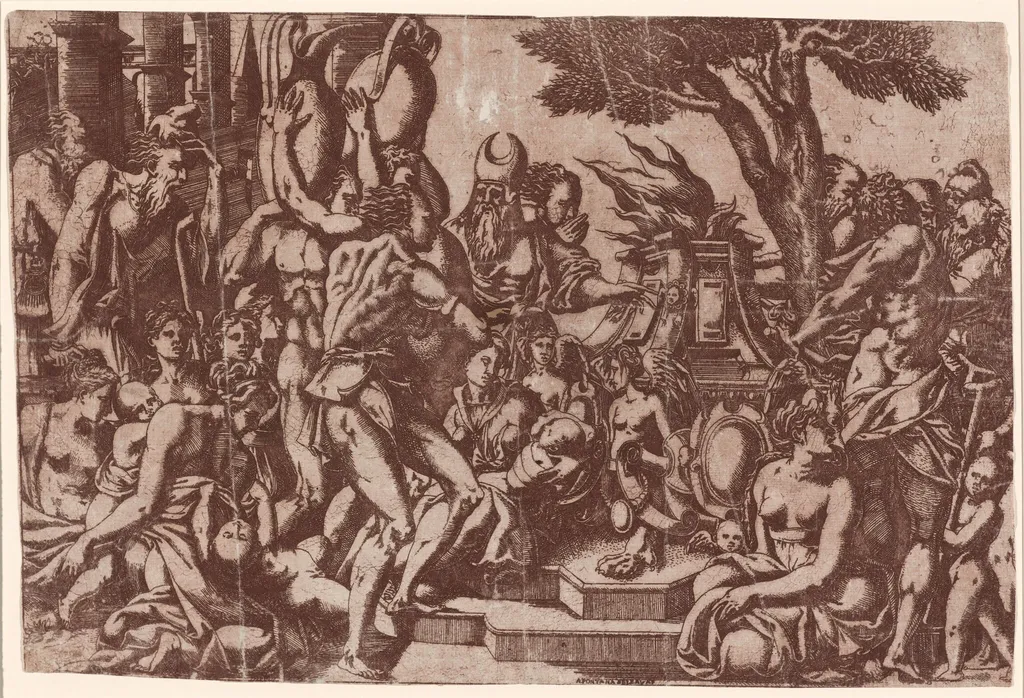 Sacrifice to Priapus, by Antonio Fantuzzi, ink, 1542