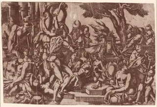 Sacrifice to Priapus, by Antonio Fantuzzi, ink, 1542