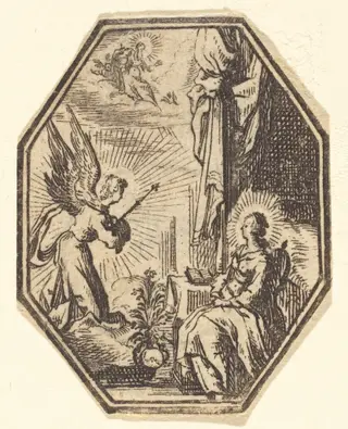 The Annunciation, by Jacques Callot, ink, 1614