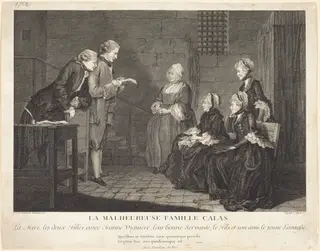La malheureuse famille Calas  (The Unfortunate Calas Family), by Jean-Baptiste Delafosse, ink, 1765