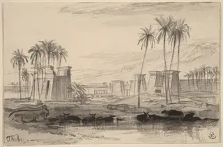 Thebes, by Edward Lear, graphite, 1884