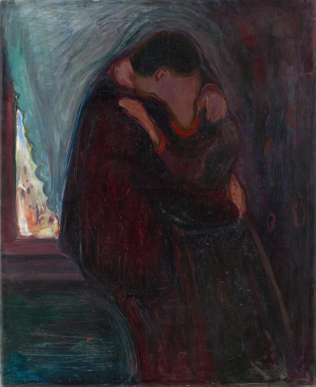 The Kiss, by Edvard Munch, oil, 1899