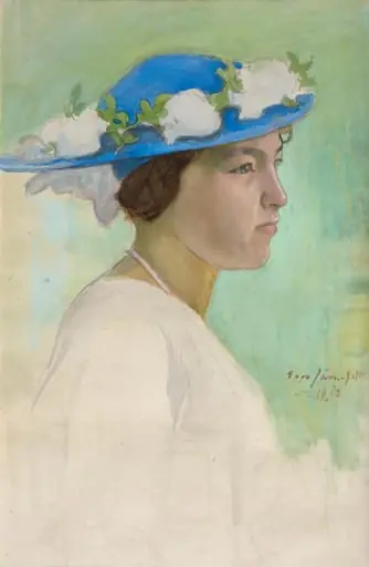 Leena sinisessä hatussa, by Eero Järnefelt