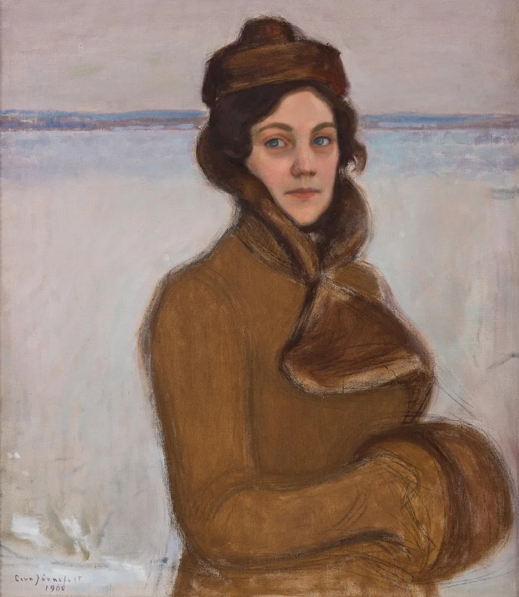 Nelma Sibelius Tuusulan järven rannalla, by Eero Järnefelt, 1910