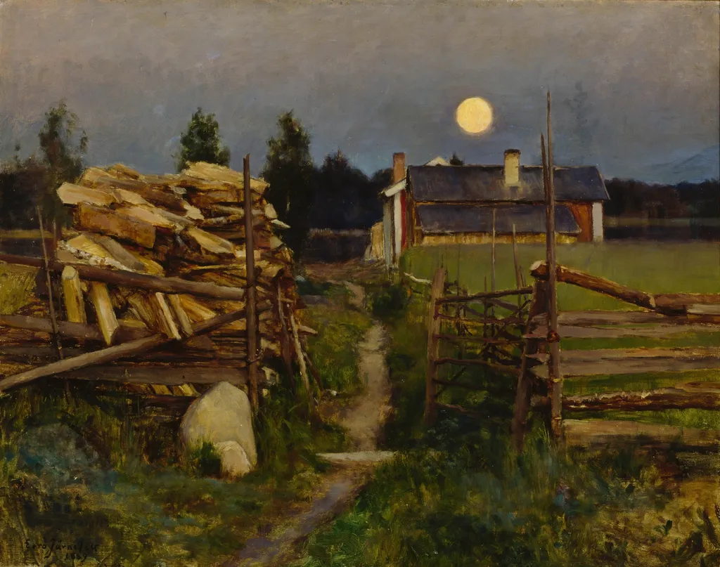 Summer Night Moon, by Eero Järnefelt, oil, 1895
