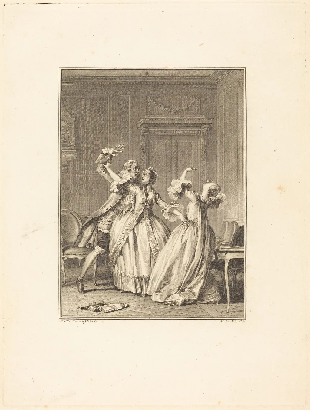 Le soufflet, by Noël Le Mire, ink, 1774