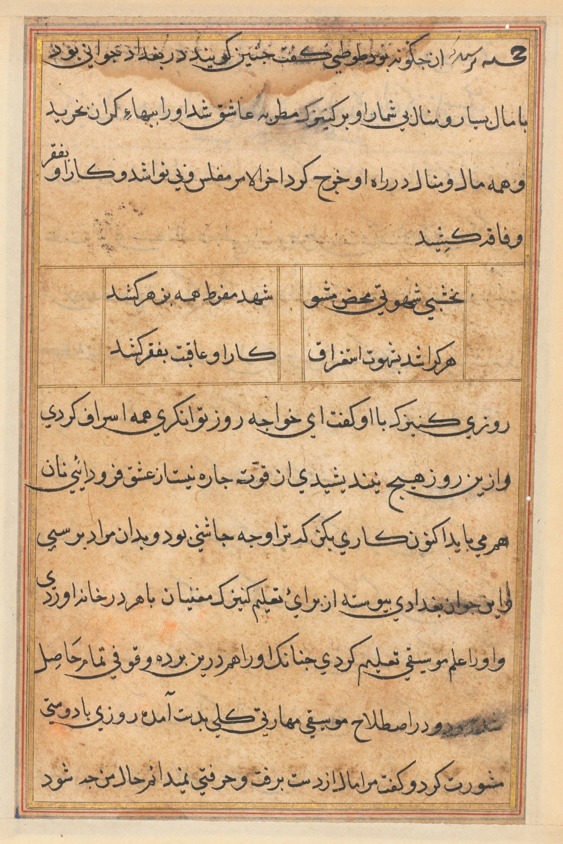 Page from Tales of a Parrot (Tuti-nama): text page, detail