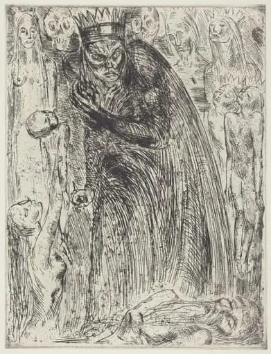 Macbeth V (The Vision of Lady Macbeth), by Wilhelm Lehmbruck, ink, 1918
