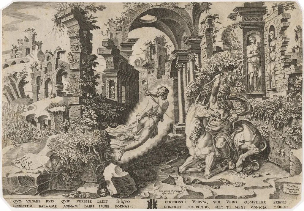 Balaam and the Angel, by Dirck Volckertz Coornhert, ink, 1554
