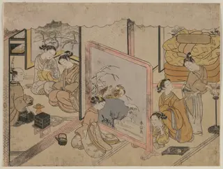 Drinking a Cup of Wine Before Retiring for Bed (From an Untitled Series), by Suzuki Harunobu, 1764