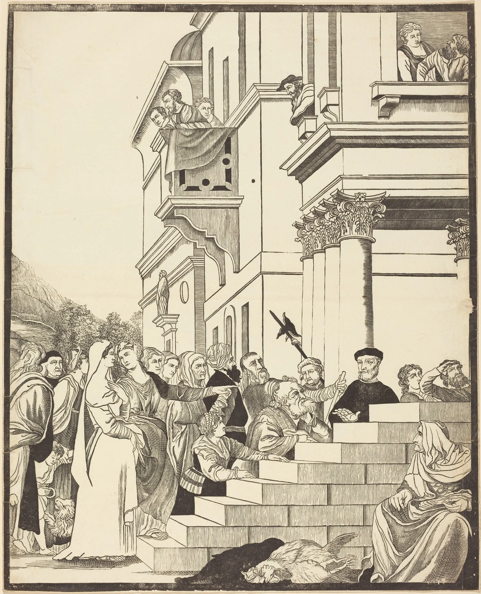 Presentation of the Virgin in the Temple [center plate], detail