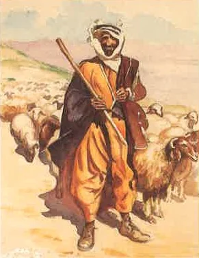 A Sheep herder at the outskirts of Baalbek, detail