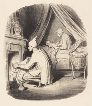 Une Nuit agitée, by Honoré Daumier, ink, 1847