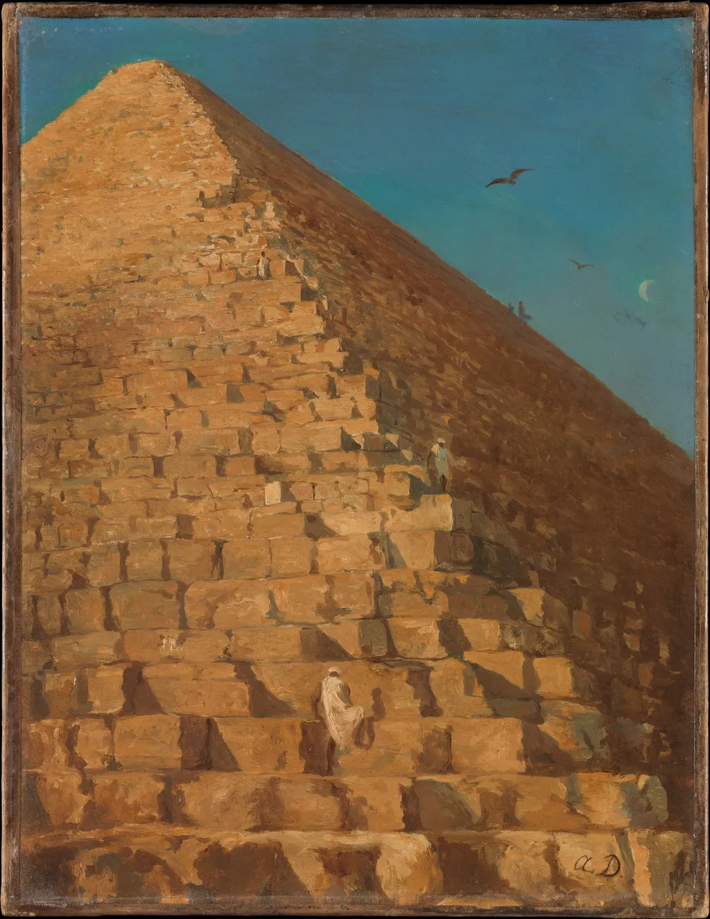 The Great Pyramid, Giza, by Adrien Dauzats, oil, 1834