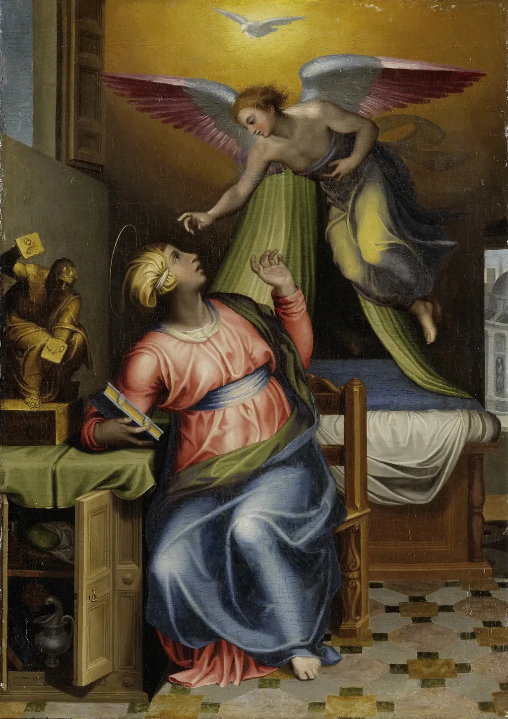 Annunciation to the Virgin, by Marcello Venusti, oil, 1550