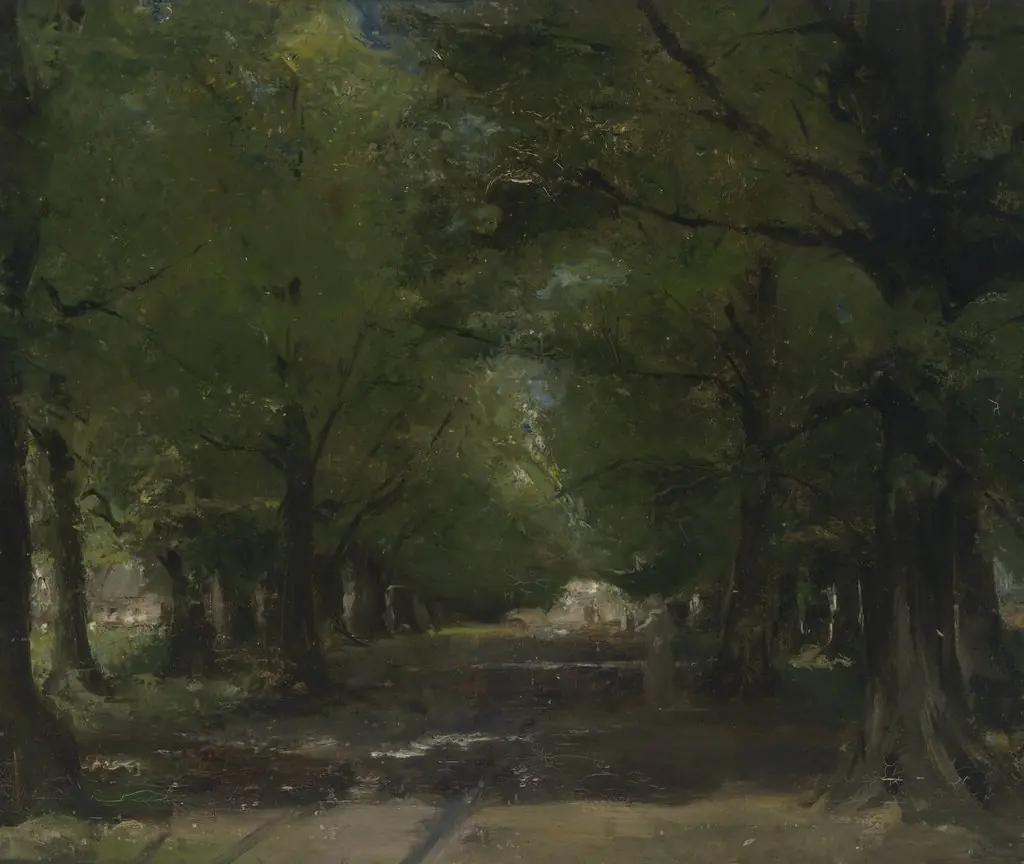 Entrance of the Abbey of Tongerlo, by Emile Vloors, oil, 1900
