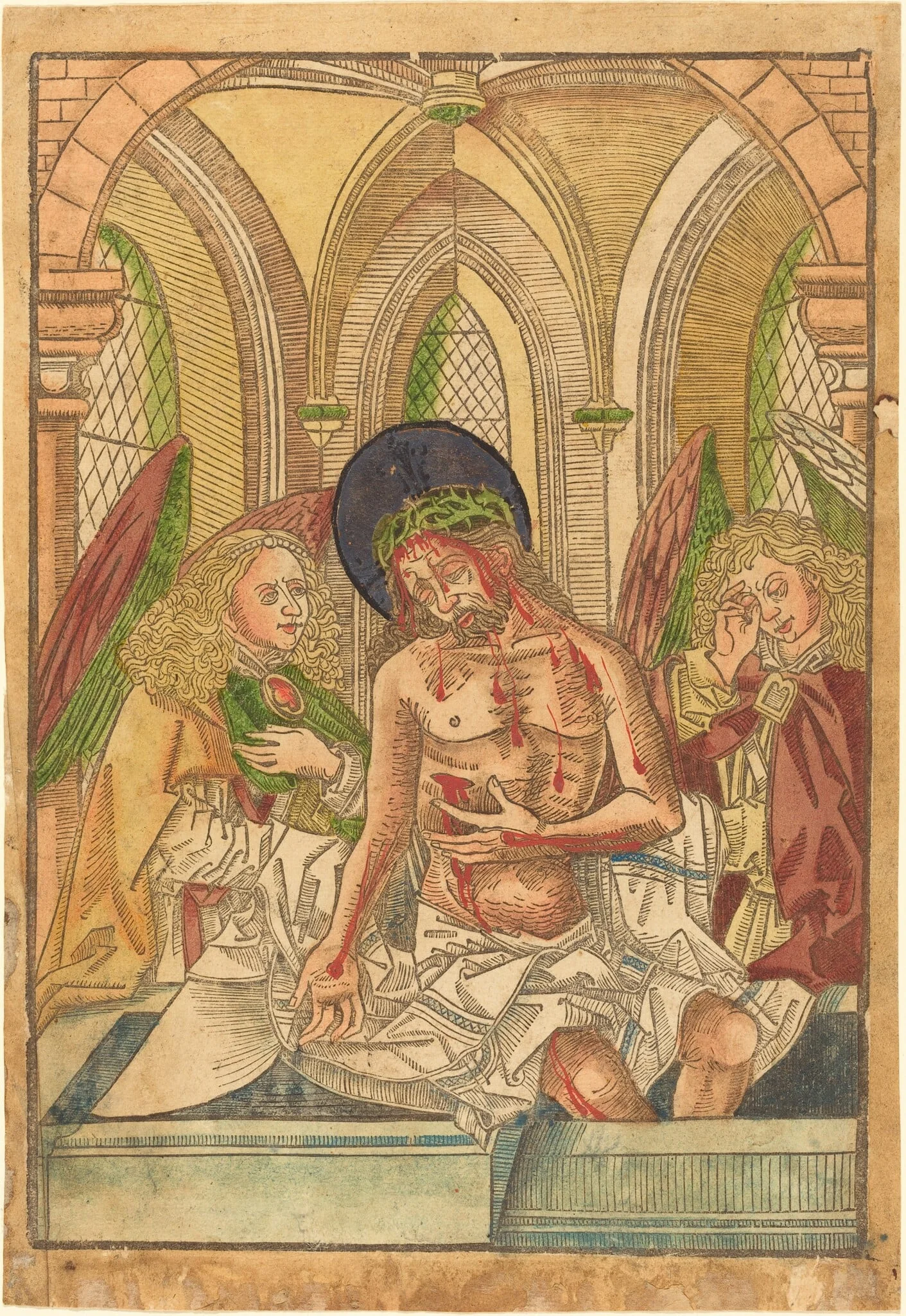 Christ in the Tomb with Two Angels, detail