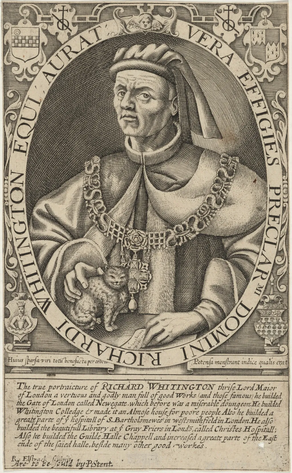 Sir Richard Whittington, by Renold Elstrack, ink, 1598