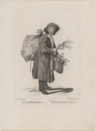 Lorberbläterkrämer (Bay Leaf Seller), by Friedrich August Brand, ink, 1775