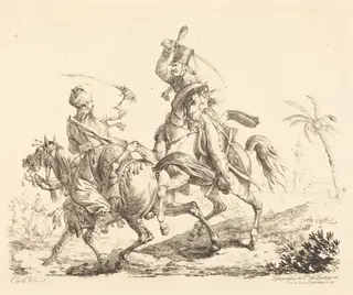 Hussard Striking a Mameluck, by Carle Vernet, ink, 1797