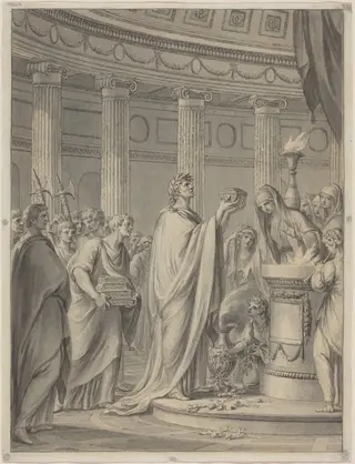 An Ancient Sacrifice, by Clément-Pierre Marillier, ink, 1800