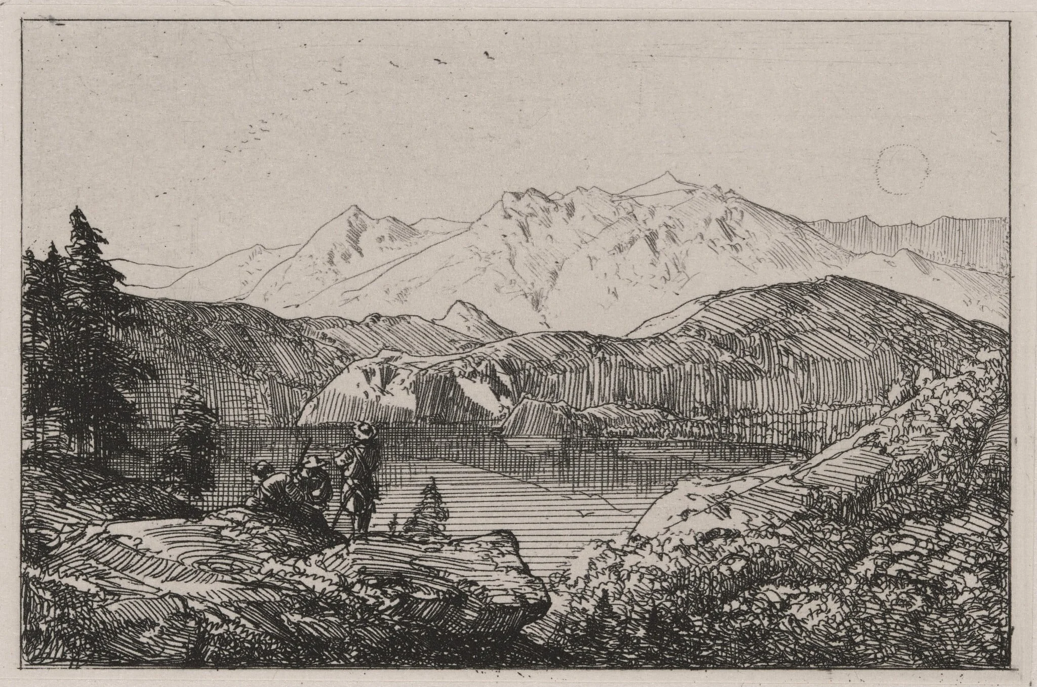 Mountain View with Lake, detail