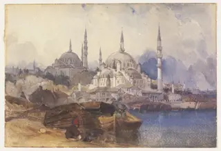 The Yeni Valide Camii and the Süleymaniye Mosque, with the Golden Horn in the forground, by John Richard Coke Smyth, watercolor, 1836