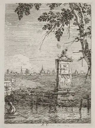 The Little Monument [left], by Canaletto, ink, 1740