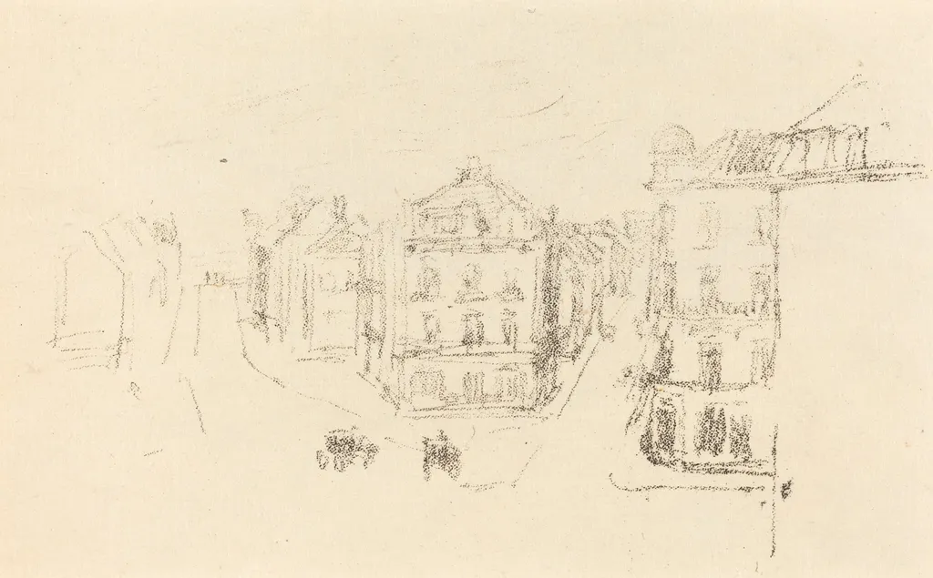 Trial Sketch: Grand Rue, Dieppe, by James McNeill Whistler, ink, 1891