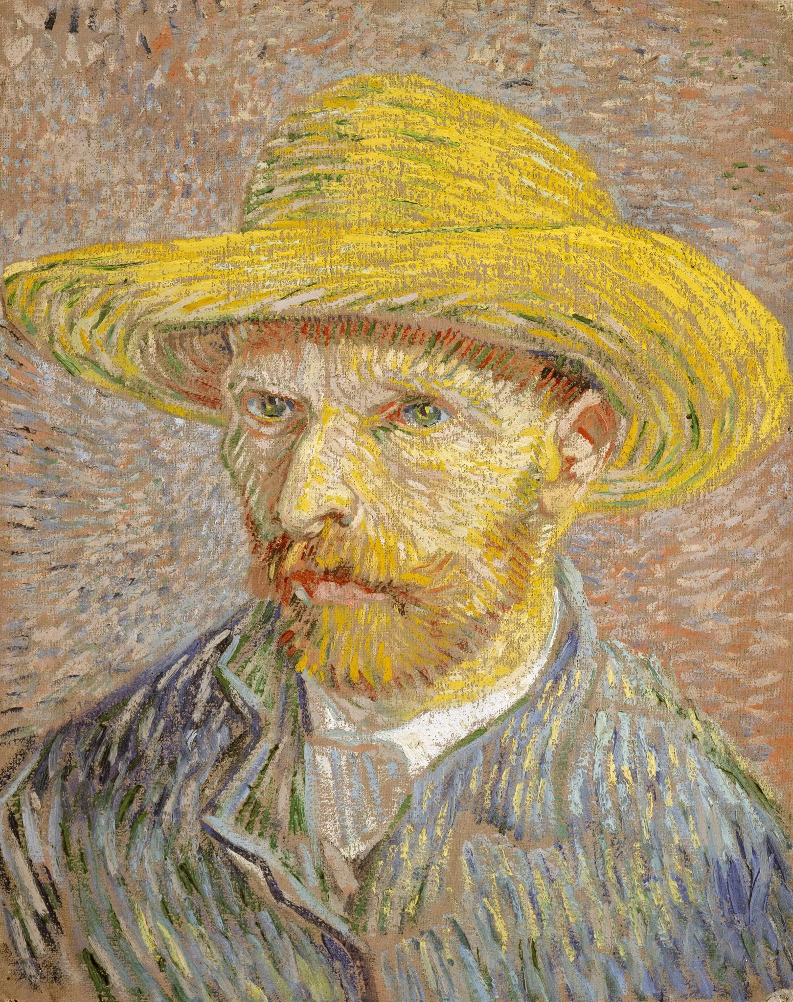 Self-Portrait with a Straw Hat, detail