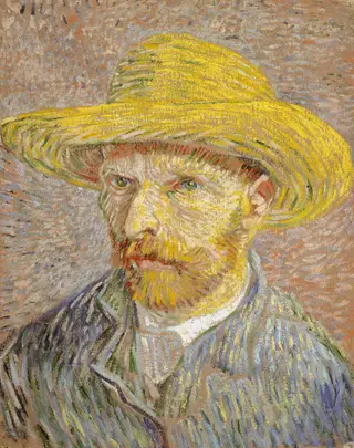 Self-Portrait with a Straw Hat, by Vincent van Gogh, oil