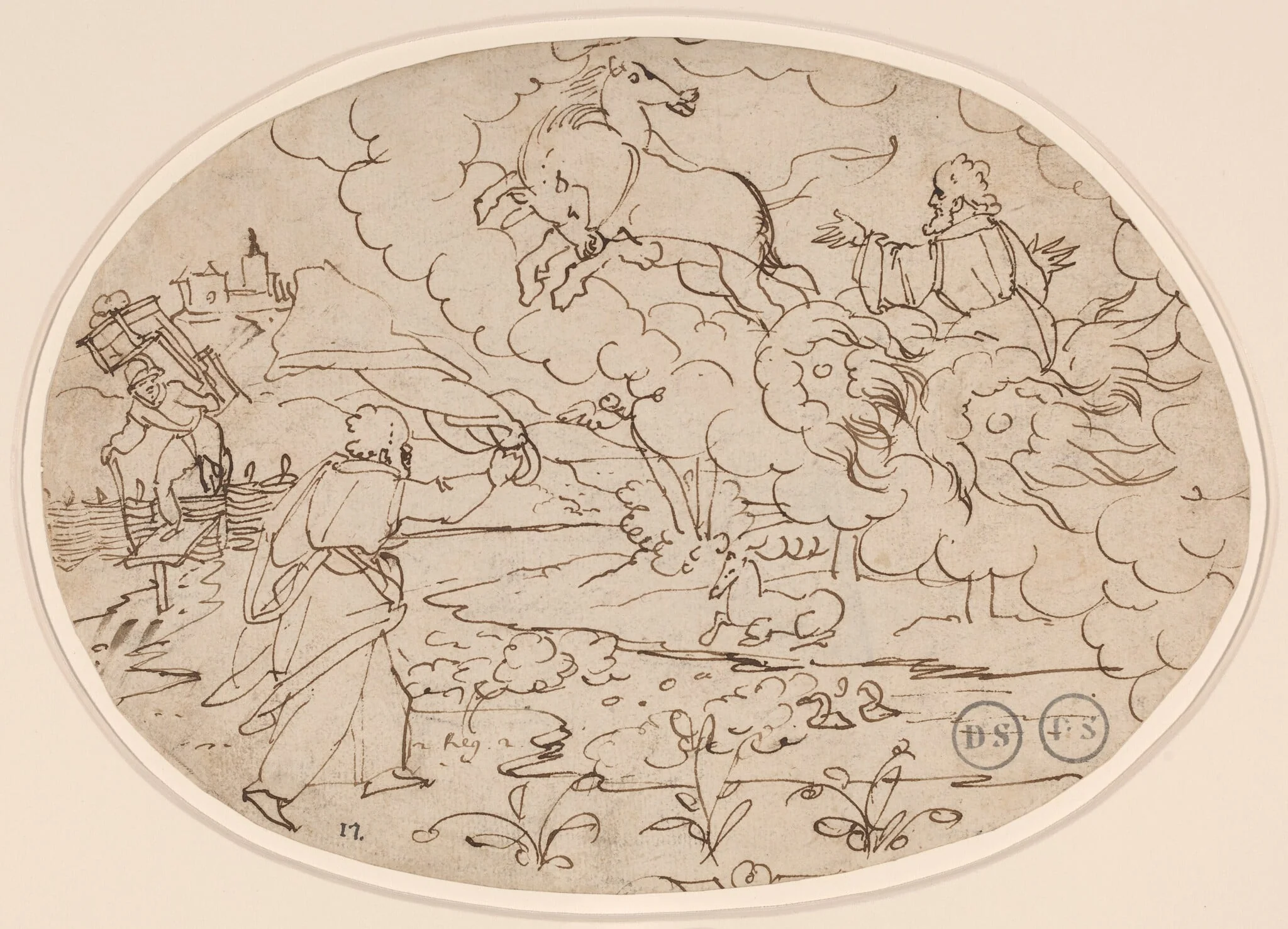 Elisha Watching Elijah in the Fiery Chariot, detail