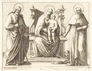 Virgin and Child with Saints James and Jerome, by Jacques Callot, ink, 1610
