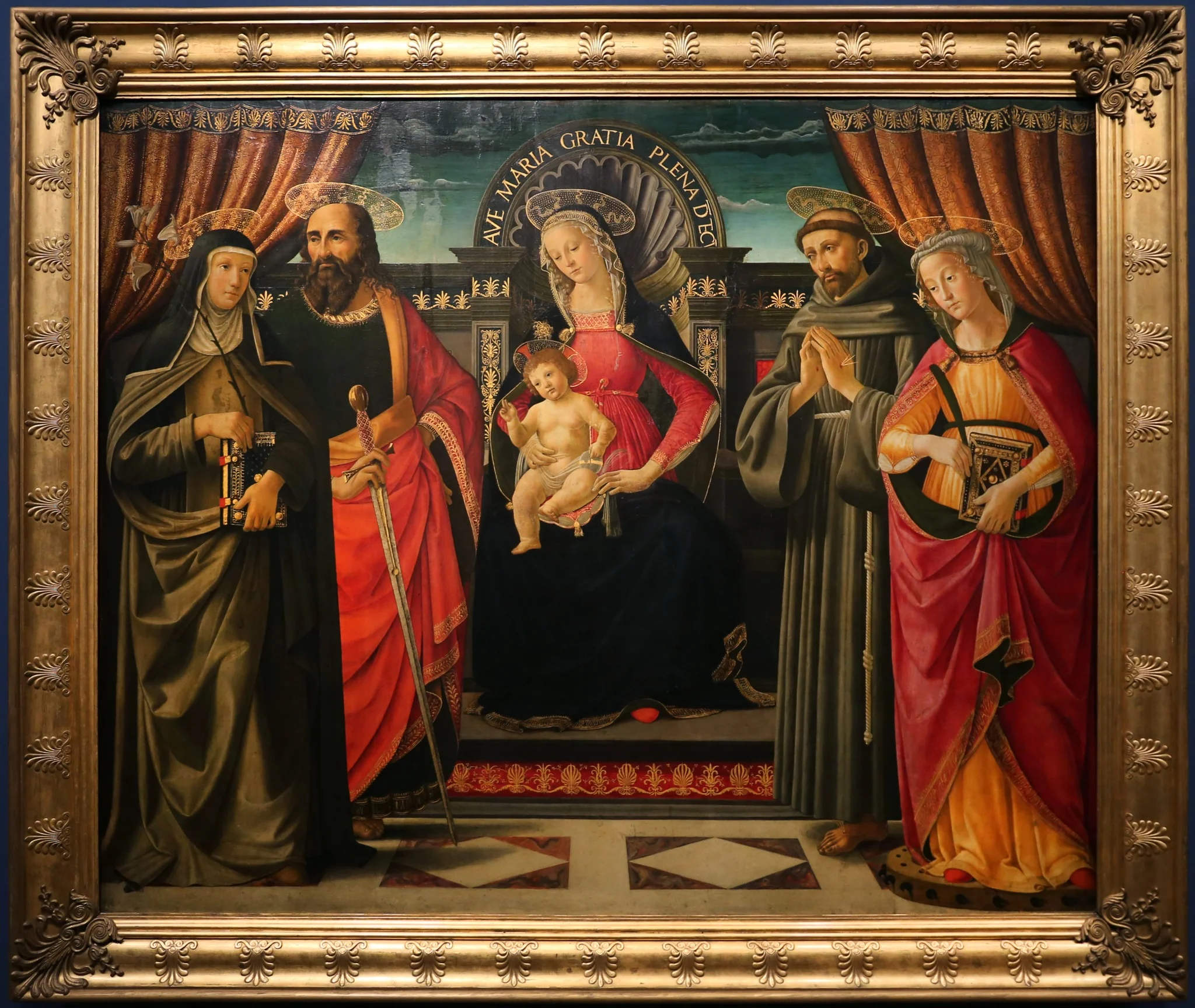 The Virgin with Blessing Child Enthroned and Saints, detail
