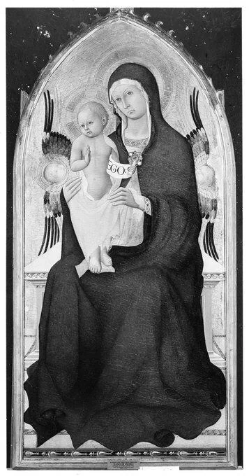 Madonna and Child Enthroned with Two Cherubim, detail