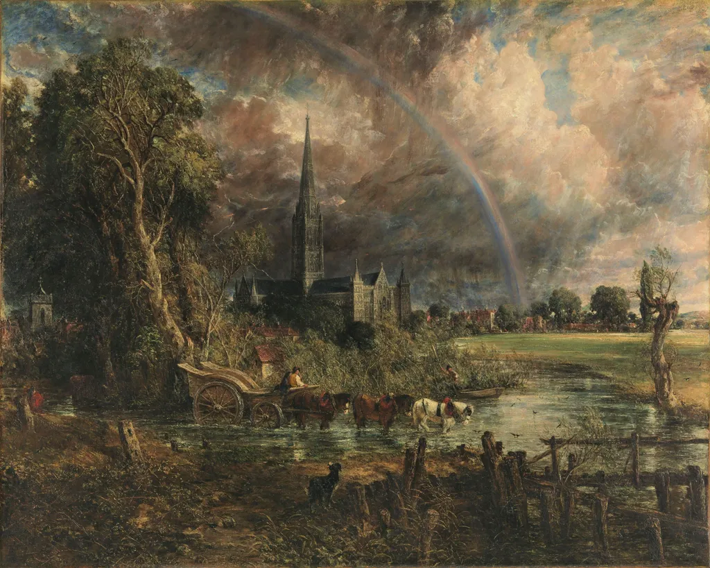 Salisbury Cathedral from the Meadows, by John Constable, oil, 1831