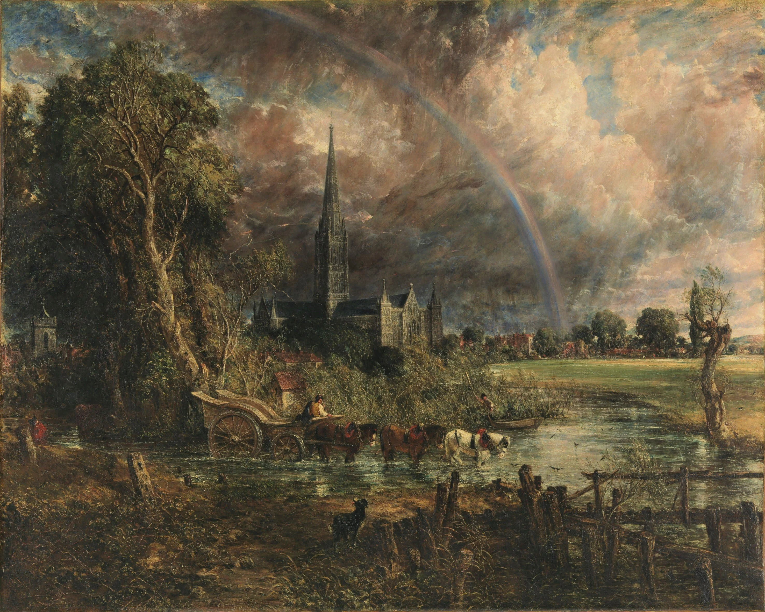 Salisbury Cathedral from the Meadows, detail