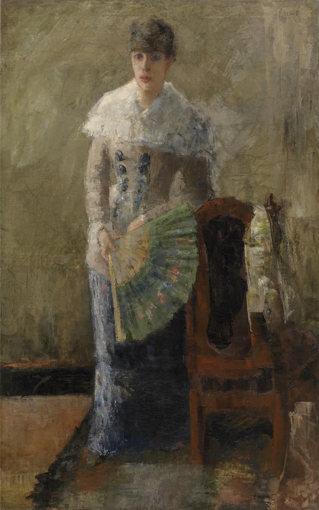 The Lady with Fan, by James Ensor, oil, 1890