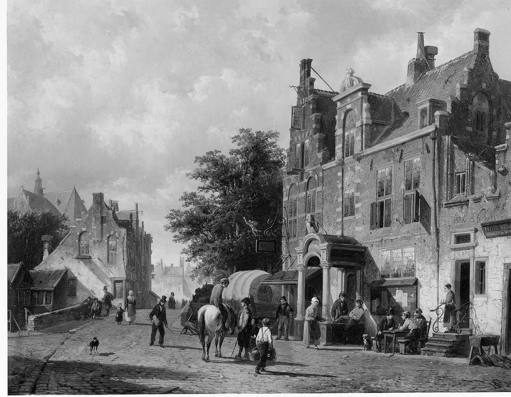 Street in Haarlem, by Cornelis Springer, unspecified, 1864
