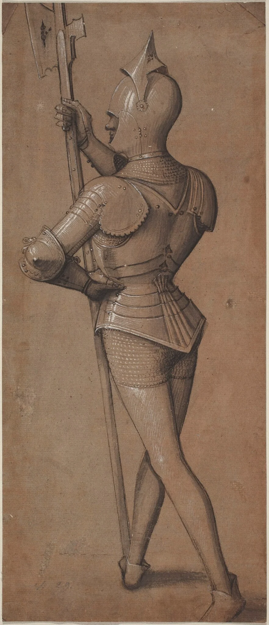Knight in Armor, Holding a Halberd, detail